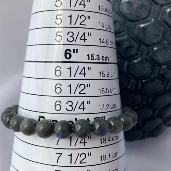 NATURAL Labradorite Stretch Beaded Bracelet 7” - Picture 6 of 11
